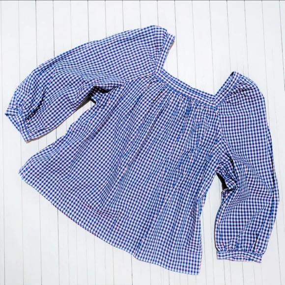 J. Crew Blue Gingham Blouse - Picture 7 of 11